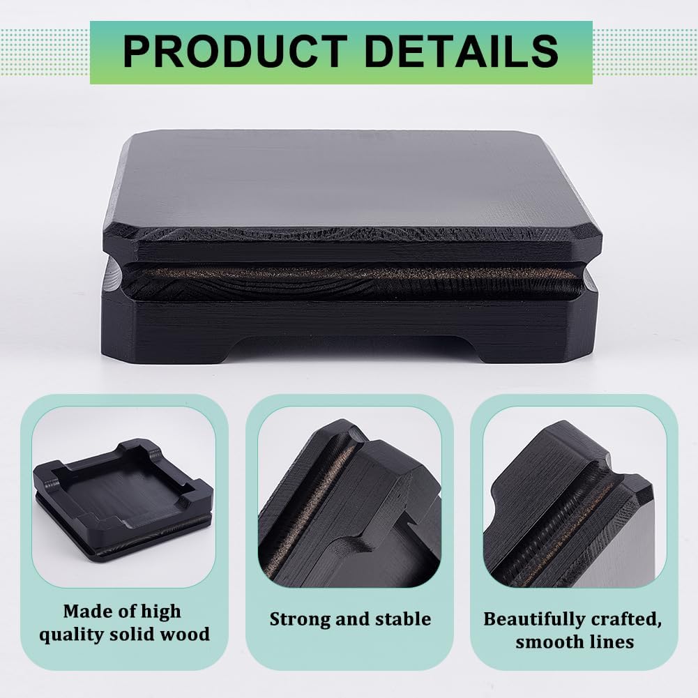 AHANDMAKER Square Wood Display Base Black Pedestal