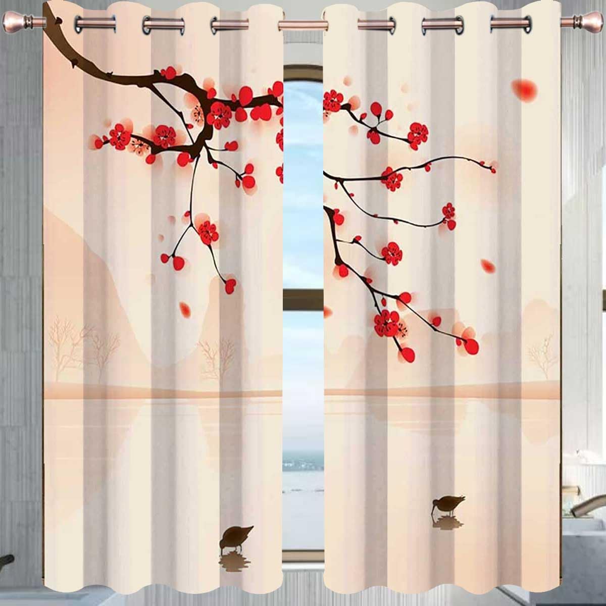 Pink Bead Curtain Panels for Doorway 55x72 inches