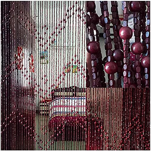 52 String Natural Wood and Bamboo Beaded Curtain Door Divider