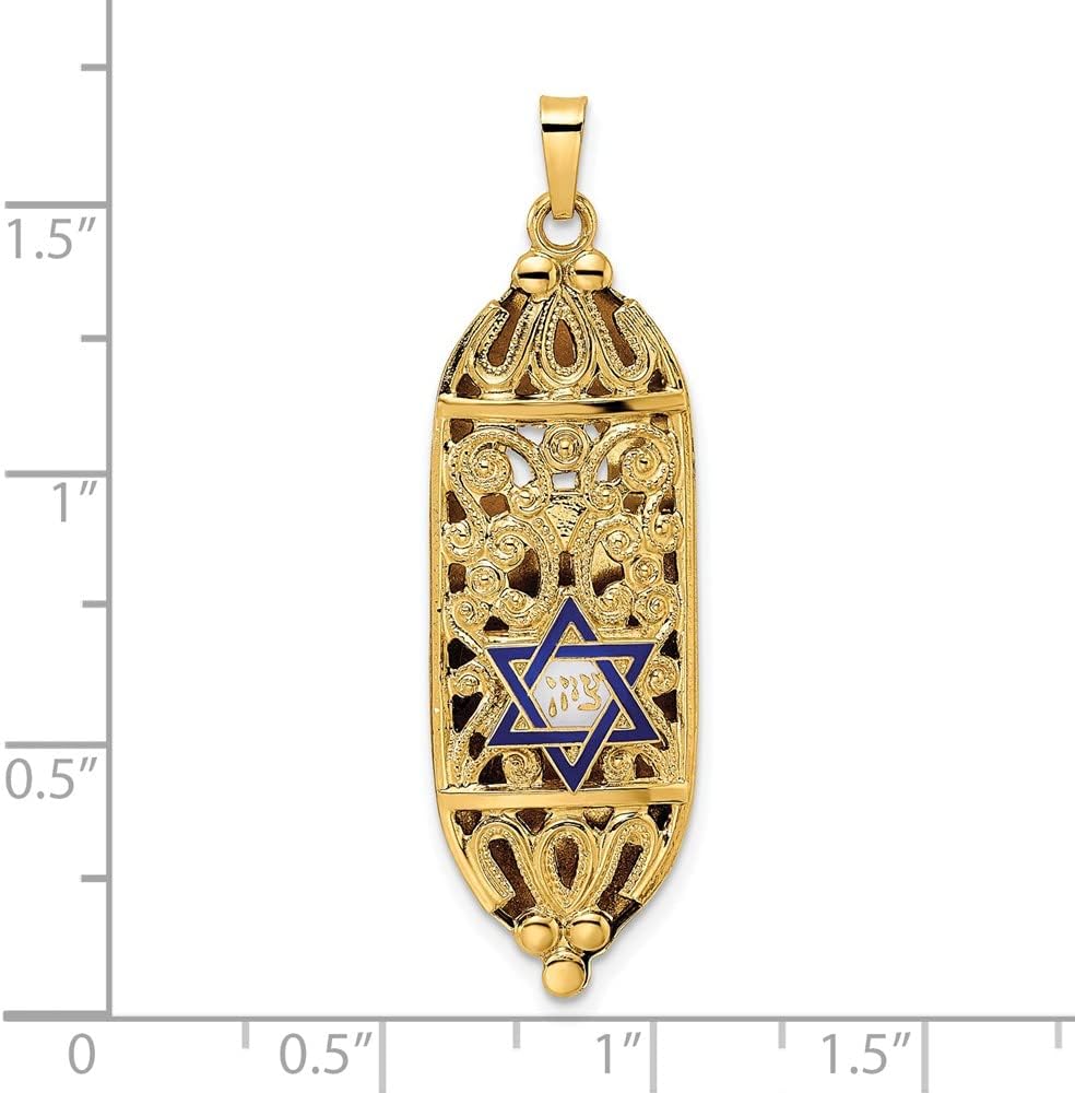 FJC Finejewelers 14kt Yellow Gold Mezuzah Star Charm 42x12mm