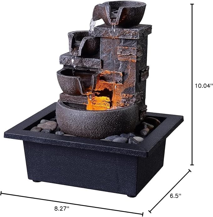 Kalona Decor Desktop Fountain - 4 Tier 10 Inch Design