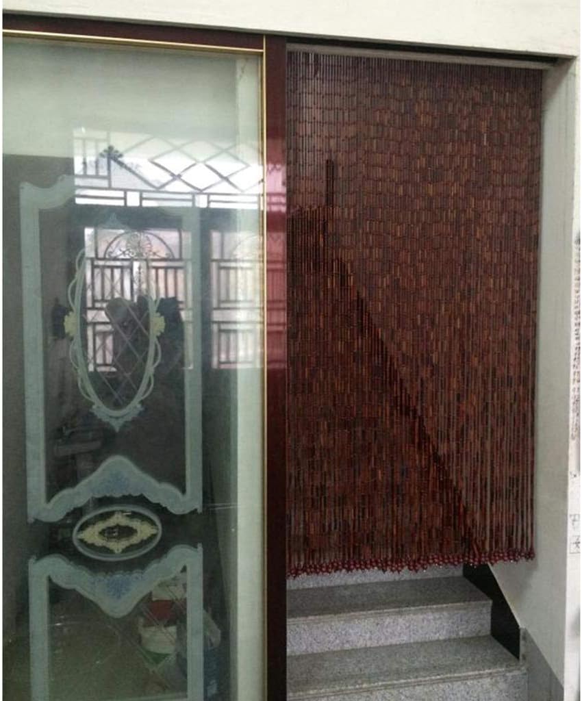 Bamboo Festival Wood Curtain with Rod 90x100cm-60 Strands Door Divider