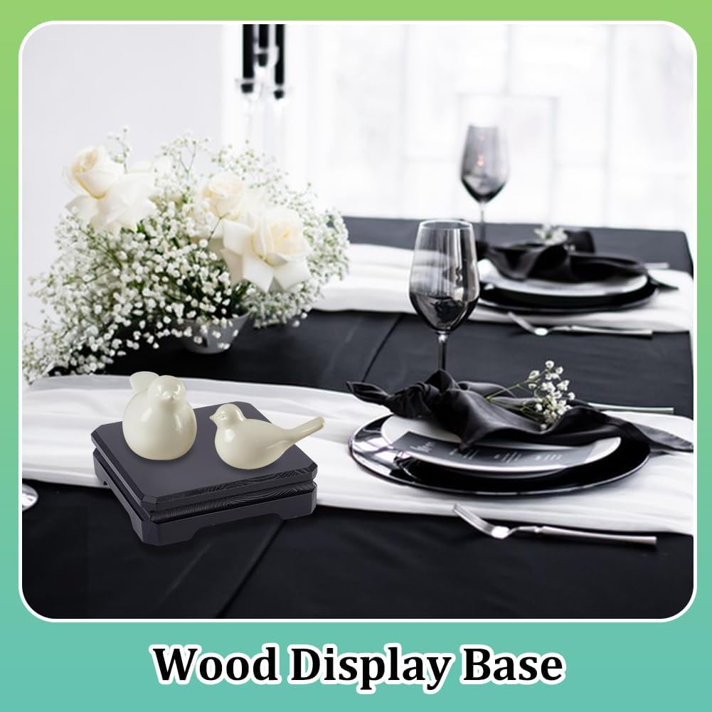 AHANDMAKER Square Wood Display Base Black Pedestal