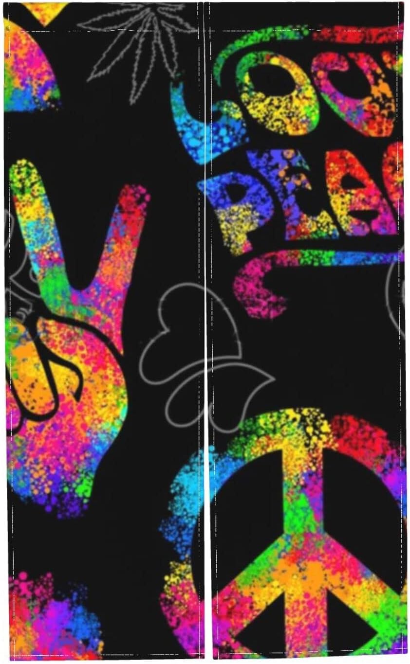 Jumusi Entrance Door Curtain 34x56 Rainbow Peace Love Sign