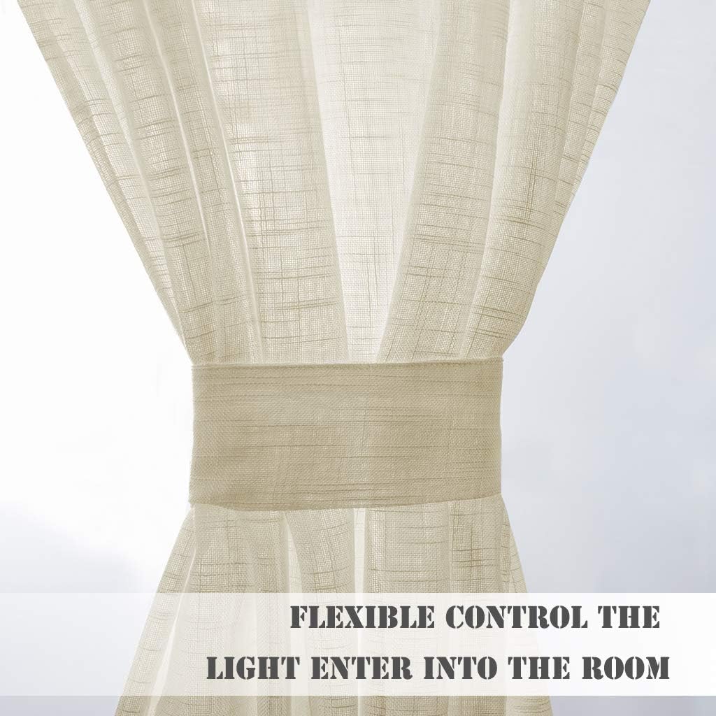 Pony Dance Front Door Curtain - 30x72 Soft Beige Faux Linen Panel