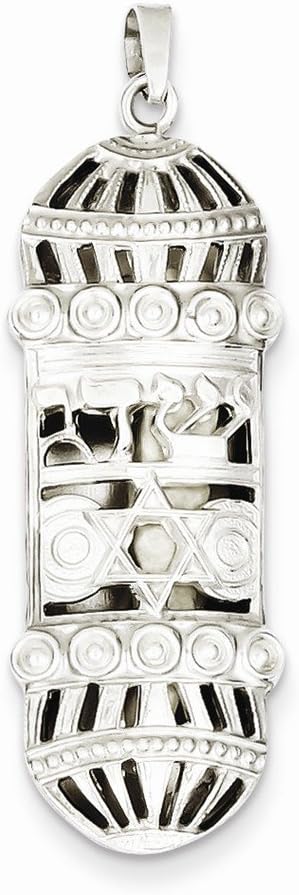 Sterling Silver Fancy Mezuzah Pendant 1