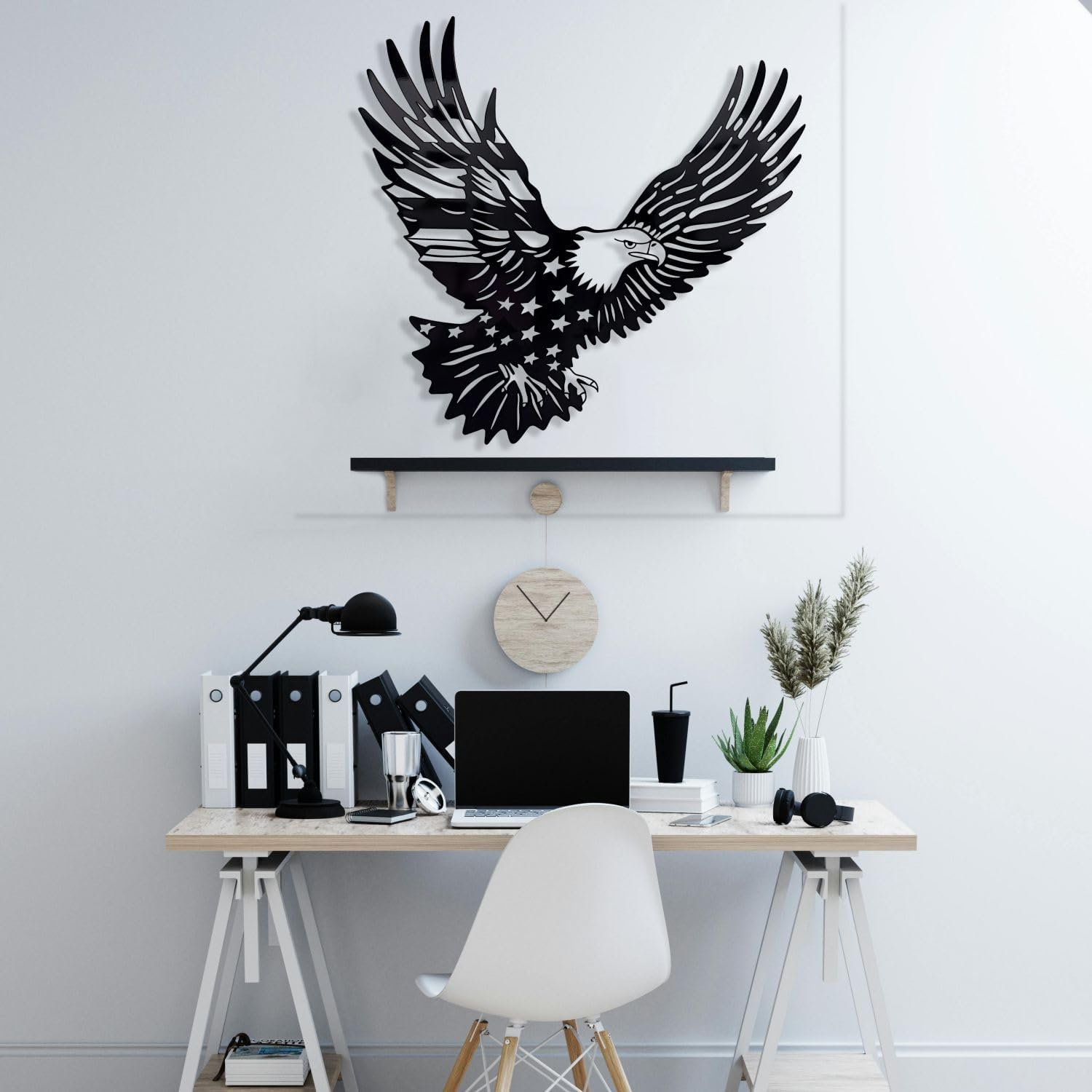 Patriotic Bald Eagle Flag Metal Wall Art Decor