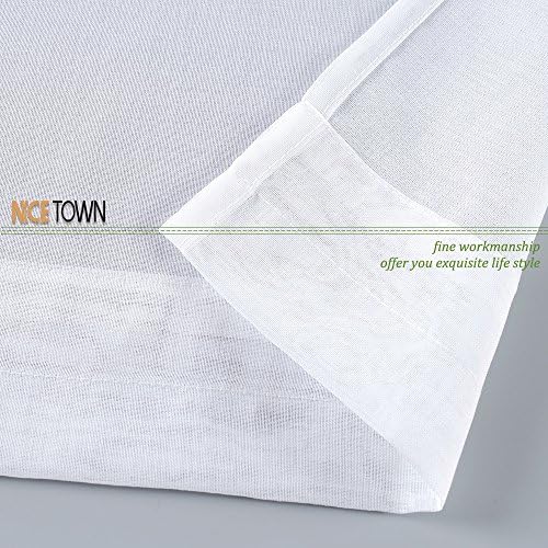 NICETOWN Sheer Curtain Panels for Dining Room 2 Panels White 55x72 Inches
