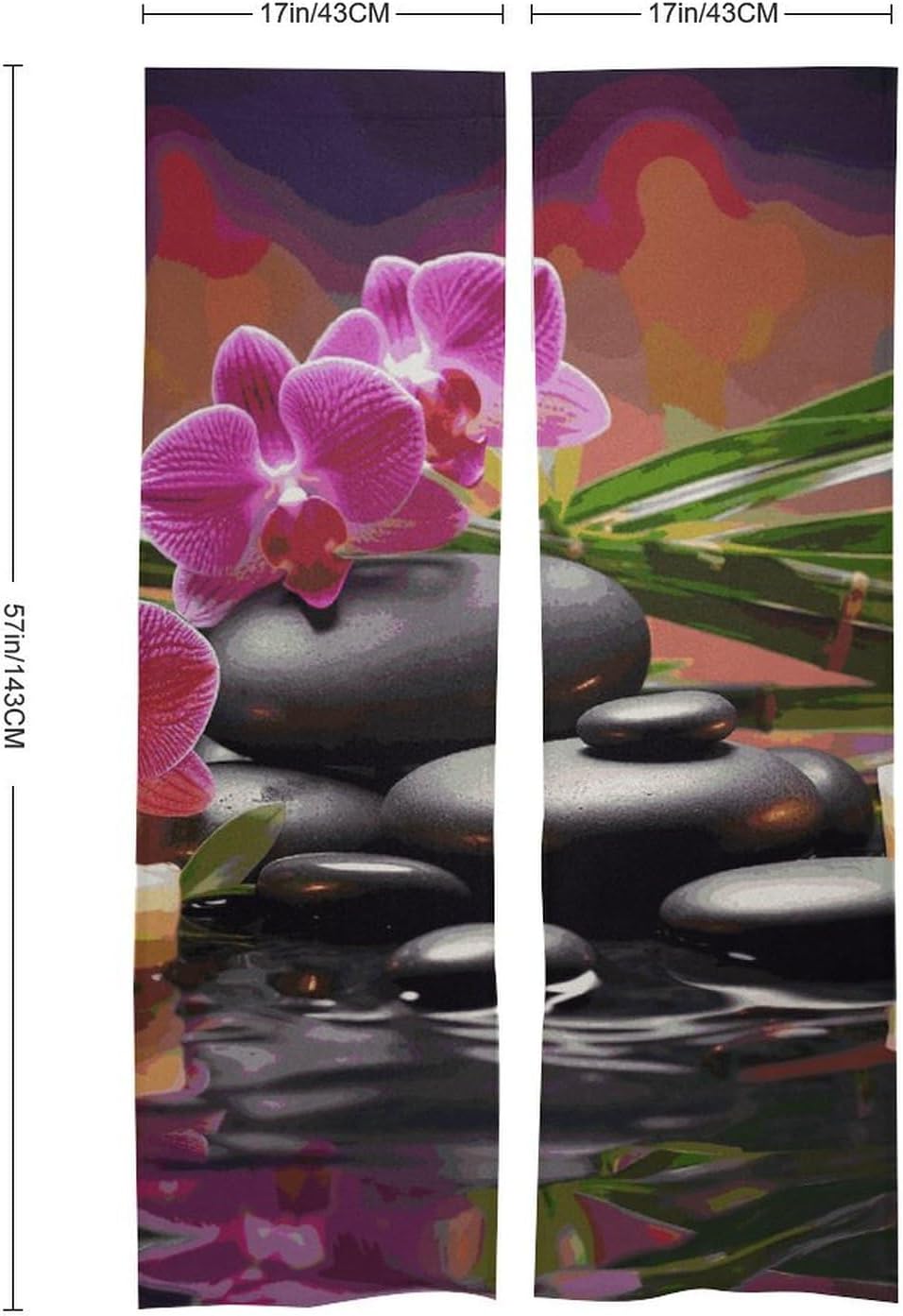 Flowers in Fountain Massage Stones Door Curtain Panel