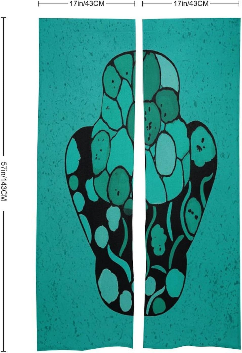 Turquoise Black Door Curtain Panel 17x57 Inch