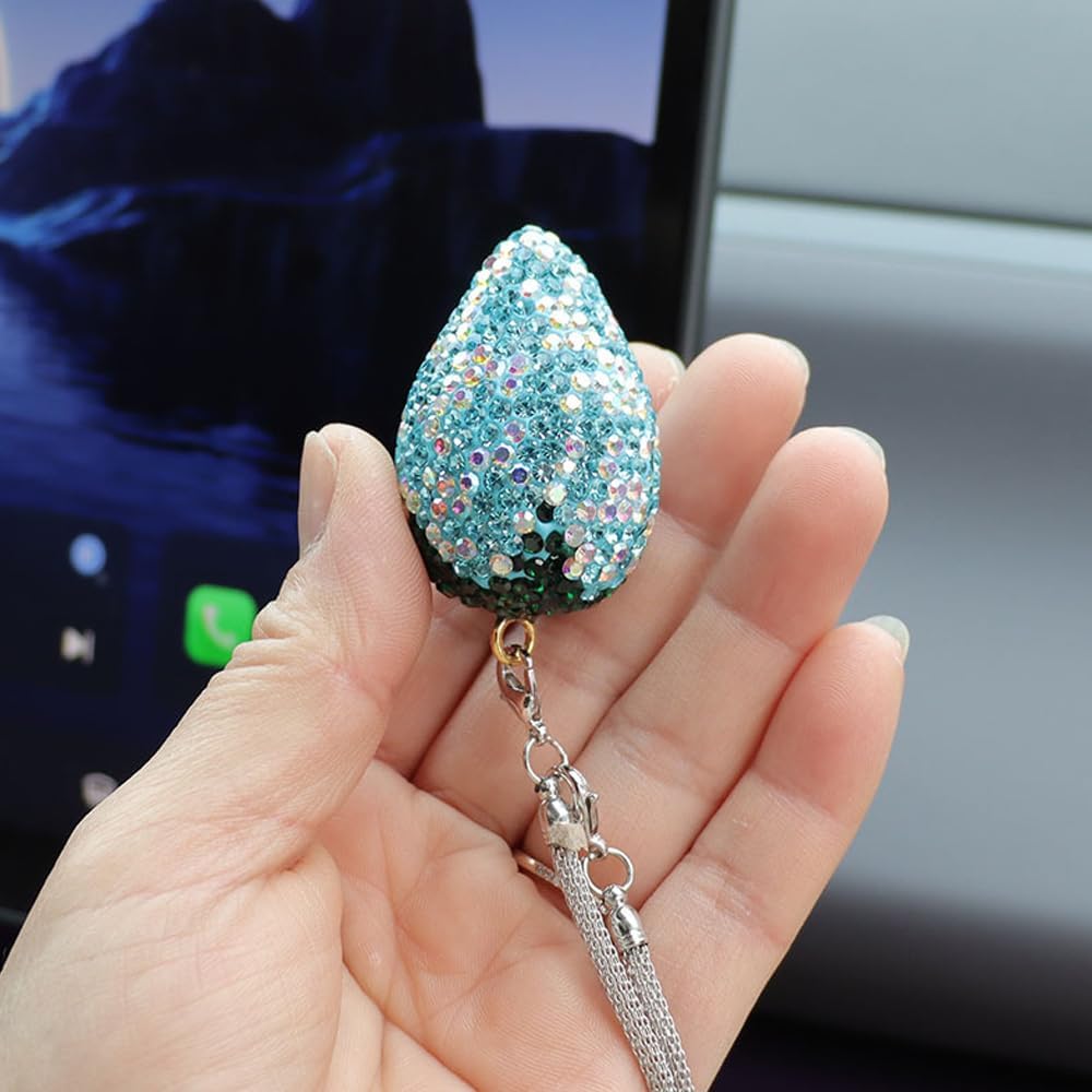 Sparkling Strawberry Car Charm with Crystal and Rhinestones