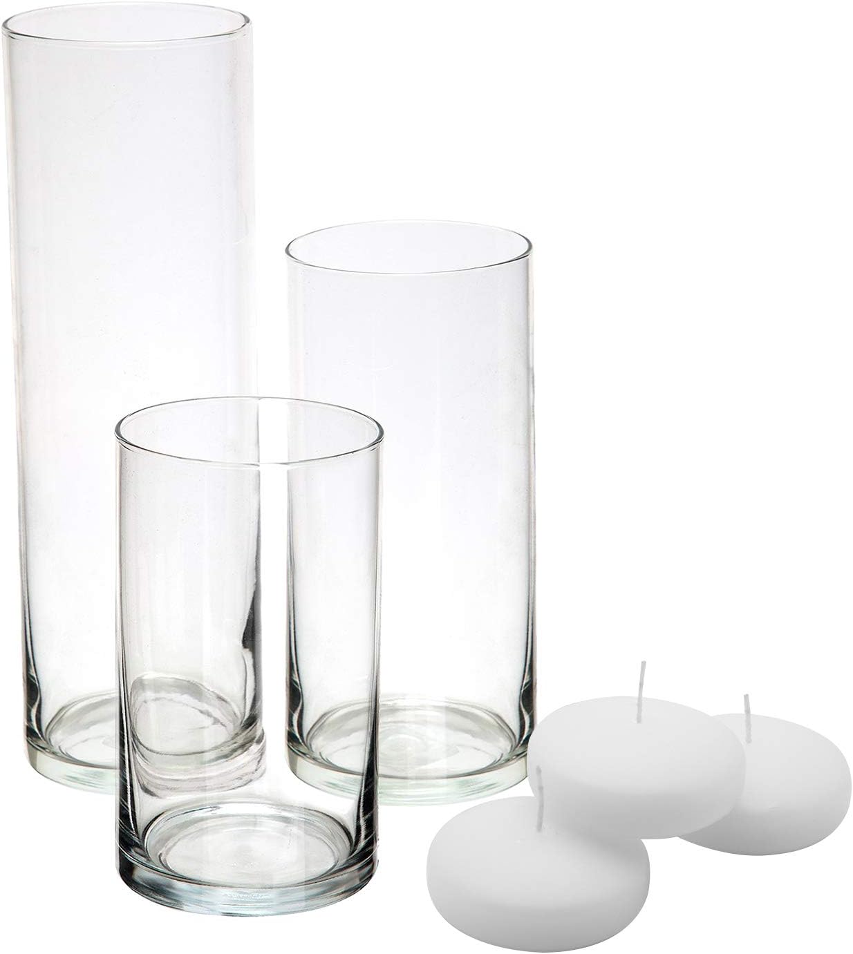 Royal Imports Glass Cylinder Vase Set of 3 - Candle Holder Floating Tealights