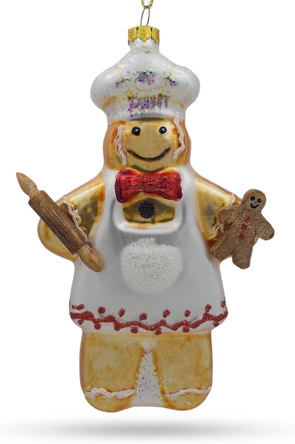 Baking Gingerbread Man Blown Glass Ornament