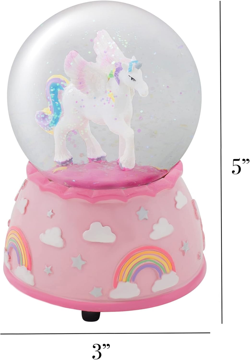 Elanze Designs Unicorn Rainbows Musical Snow Globe Decor