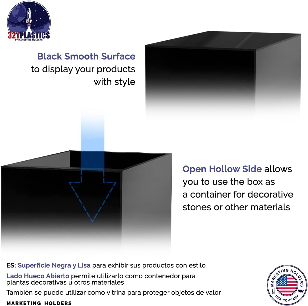 12x12x42 Inch Black Lucite Display Cube Pedestal