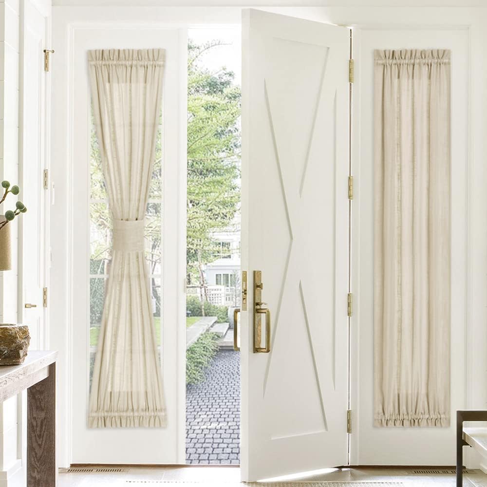 Pony Dance Front Door Curtain - 30x72 Soft Beige Faux Linen Panel