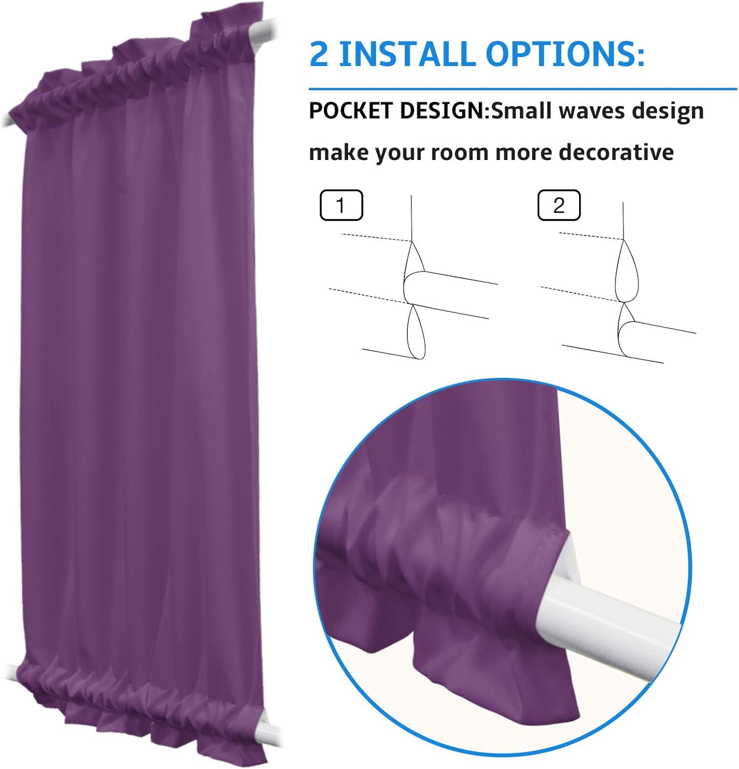 Chic D Door Curtains 25x72in Purple Lavender Blackout Panel Rod Pocket