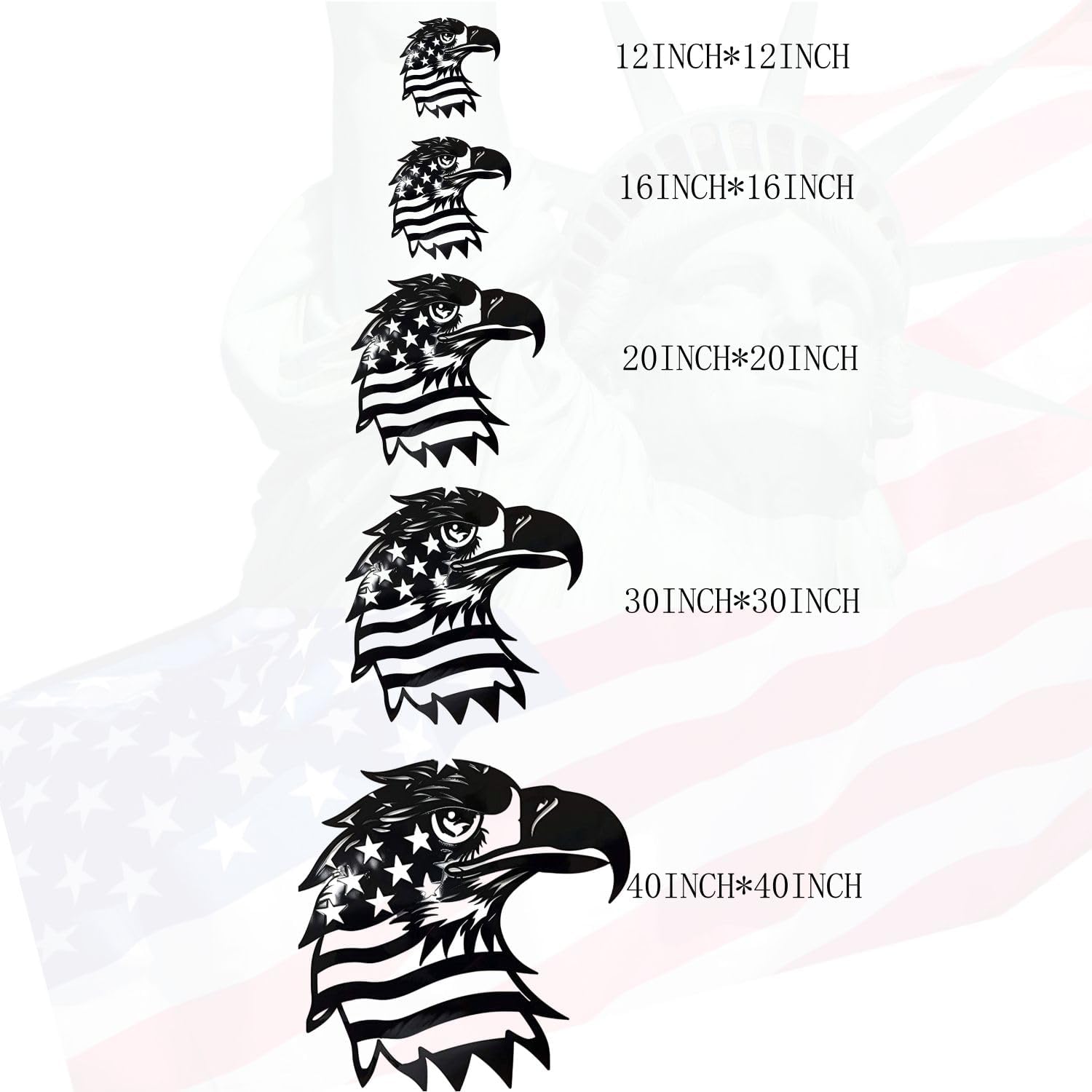 Patriotic Bald Eagle American Flag Metal Wall Art 30 Inches