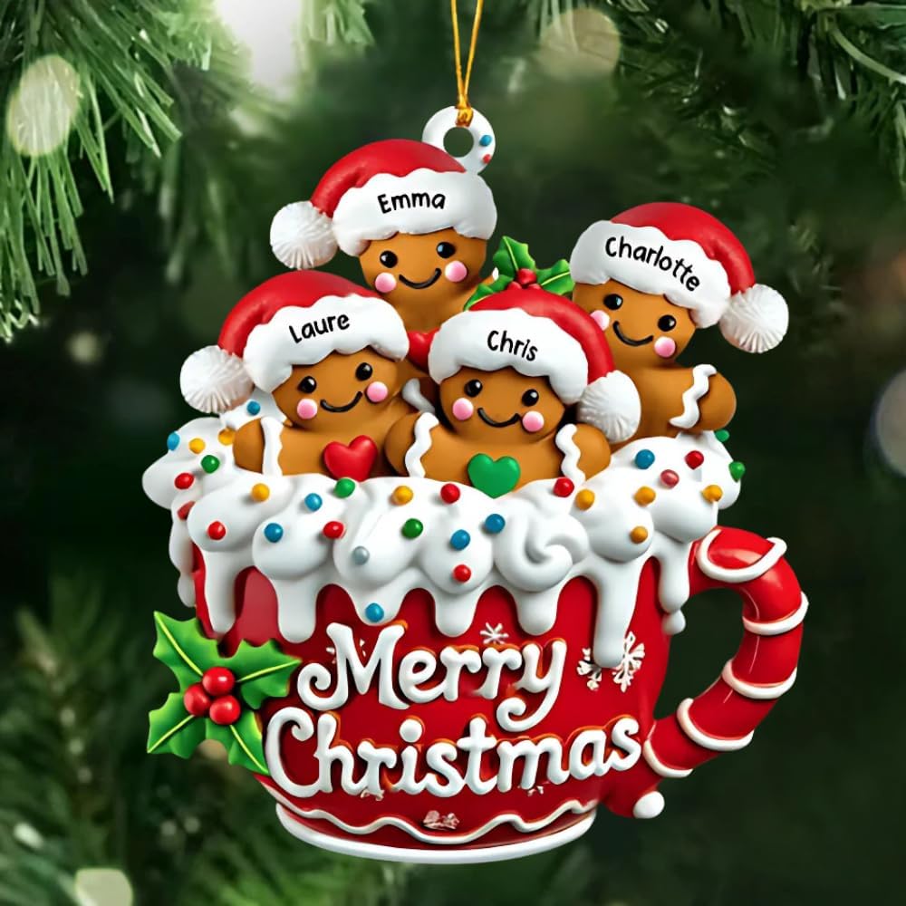 LASFOUR Personalized Gingerbread Family Ornament