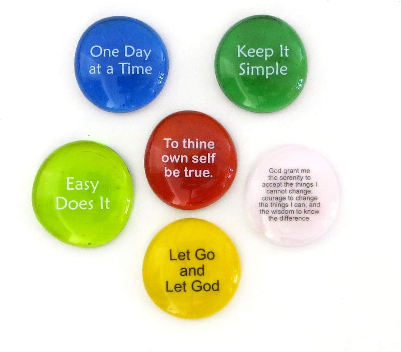 Lifeforce Glass Recovery Stones with 12 Step Sayings