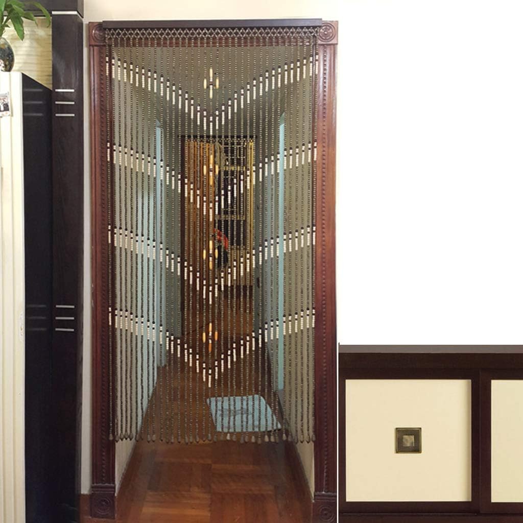 QPZK 31 Shares Wood Beaded Curtain 80x180cm Door Divider