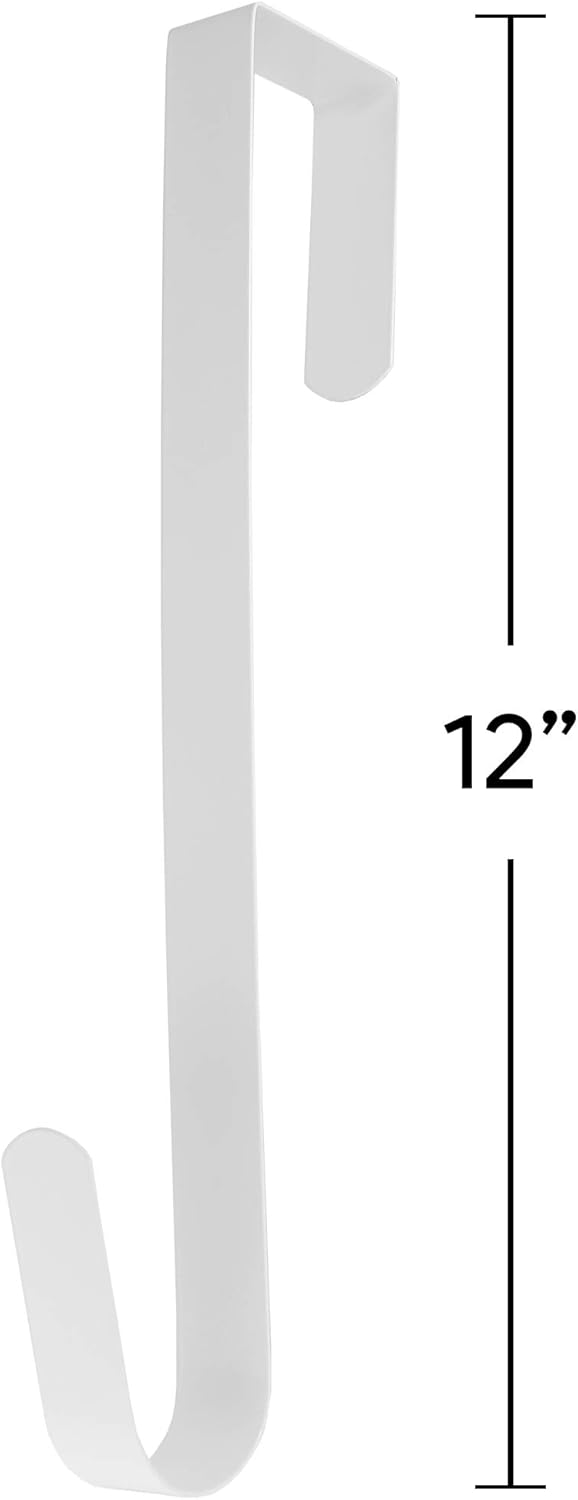 RND Thin Metal Overdoor Wreath Hanger Hook - 12 White
