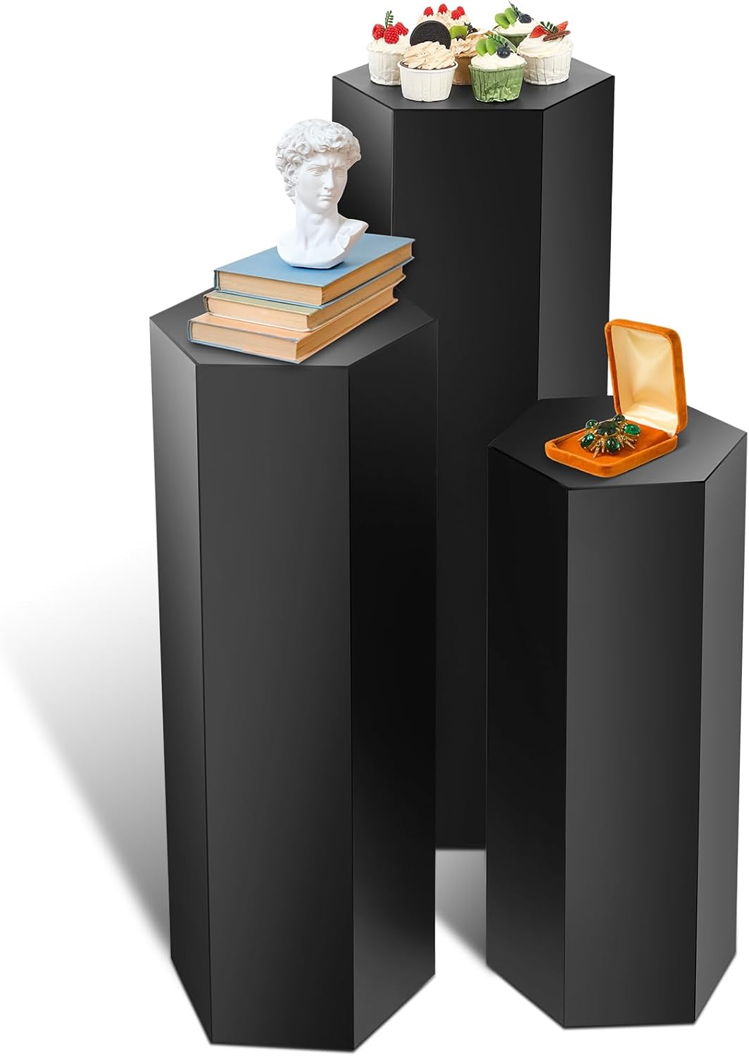 Yaocom 3 Pcs Matte Black Pedestal Stands for Display