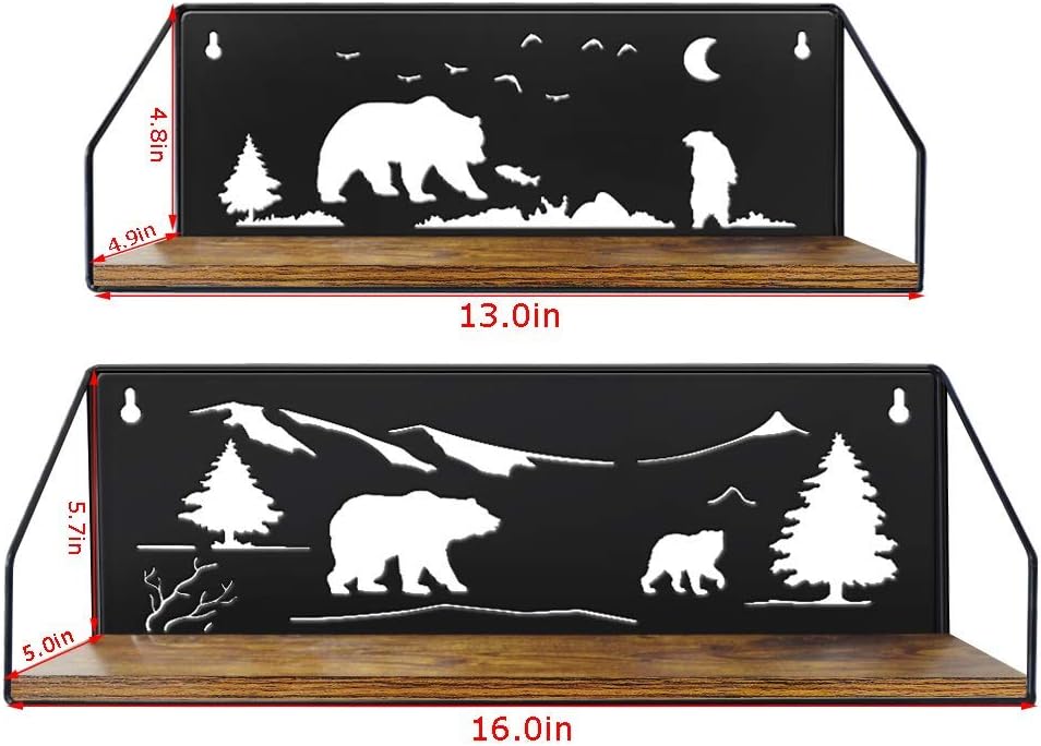 Giftgarden Floating Shelves with Bear Cutouts Set of 2