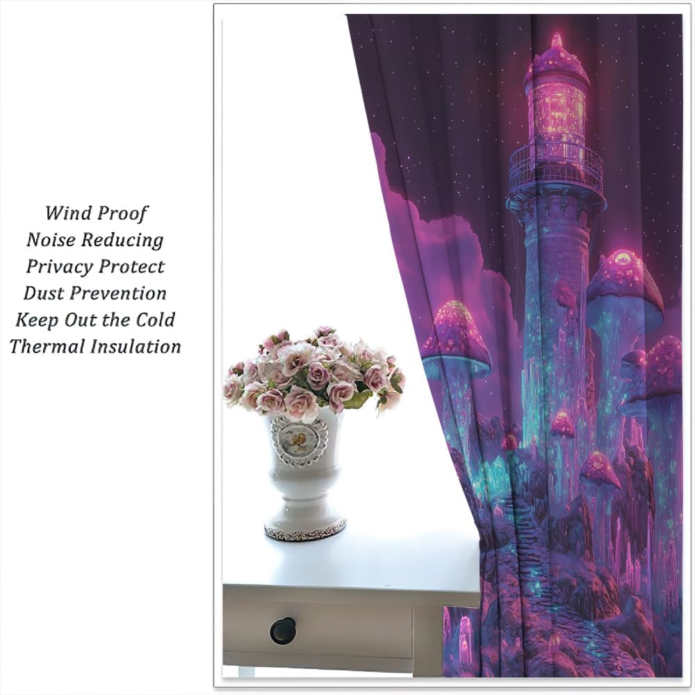 Fantasy Crystal Mushroom Curtain 2 Panels 21x45 Inch