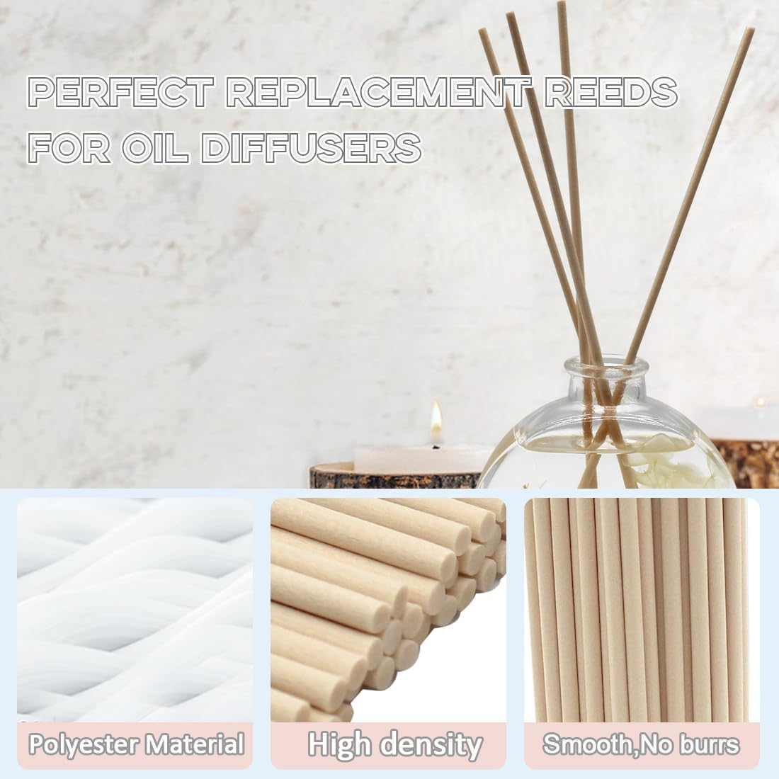 100PCS Thick Reed Diffuser Sticks for Long-Lasting Fragrance