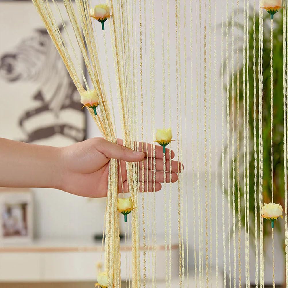 Liucocotos Rose Thread Door Curtain Blue