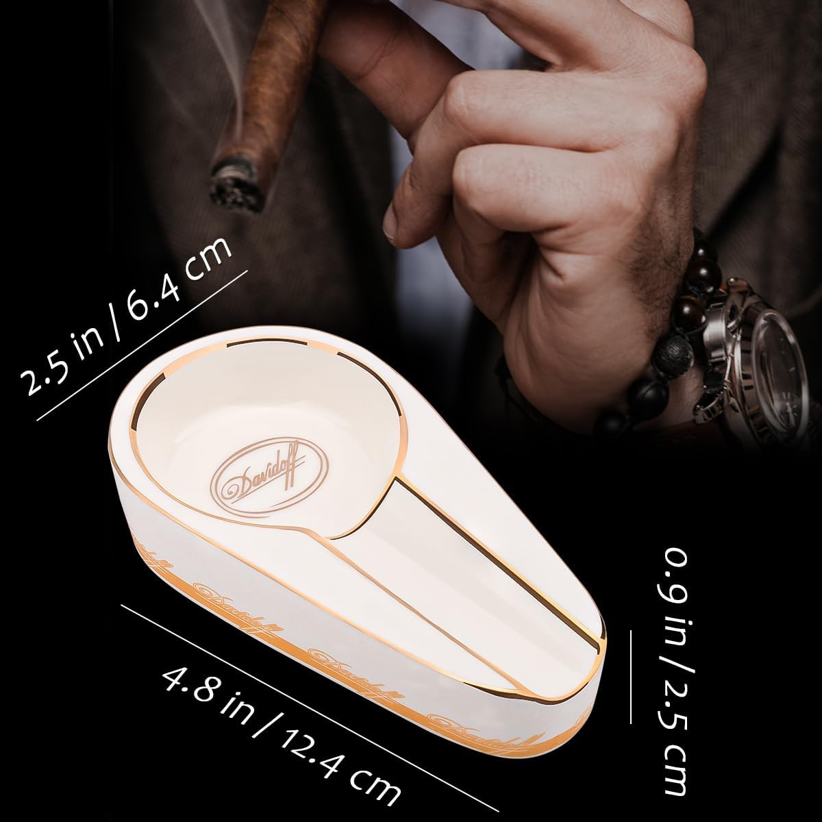 Kepfire Cigar Ashtray Portable Luxury White Ceramic