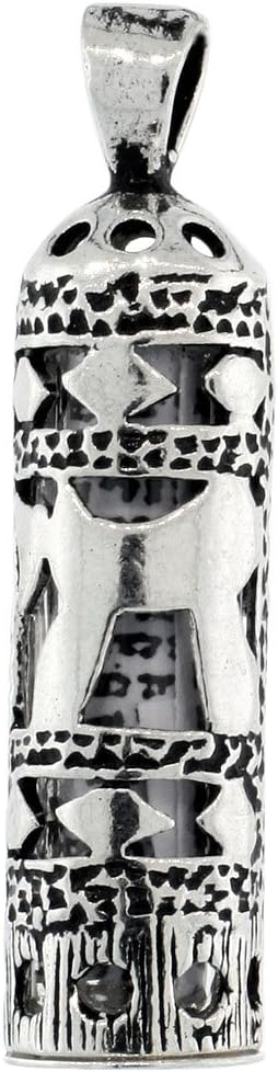 Sterling Silver Mezuzah Pendant Chai Cutouts 1 Inch
