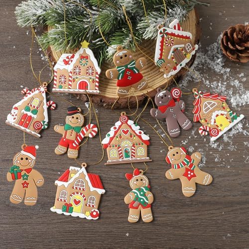 12pcs Gingerbread Man Christmas Ornaments
