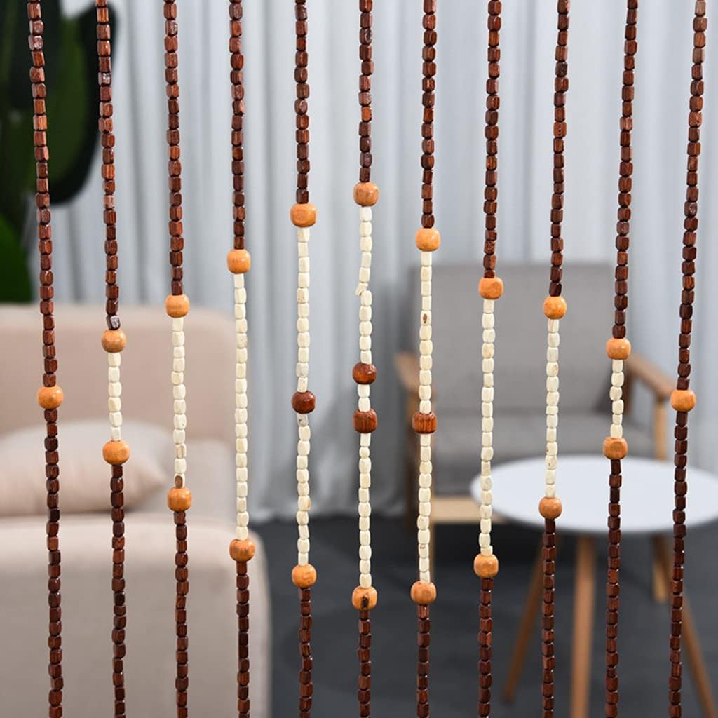 ZHOUXIAO Wood Bead Curtain 90x175cm 27 Strands