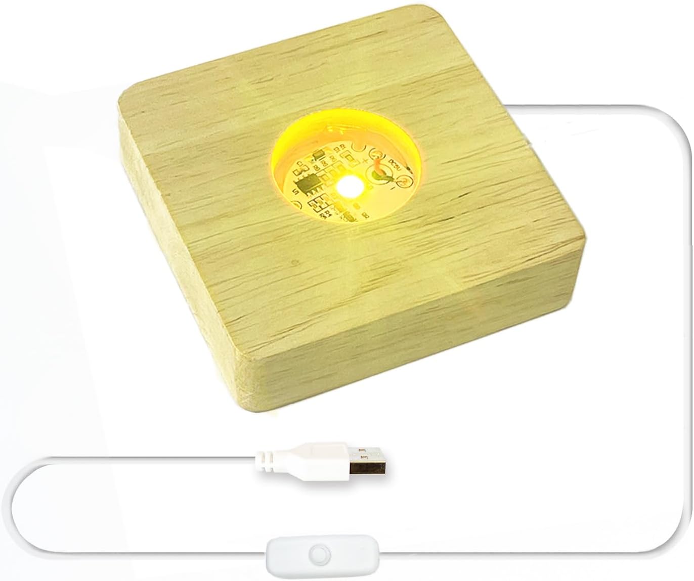 LED Light Display Pedestal with Beech Wood Base
