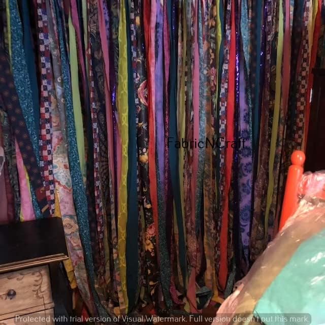 Rajbhoomi Handicrafts Multi Color Silk Sari Curtain