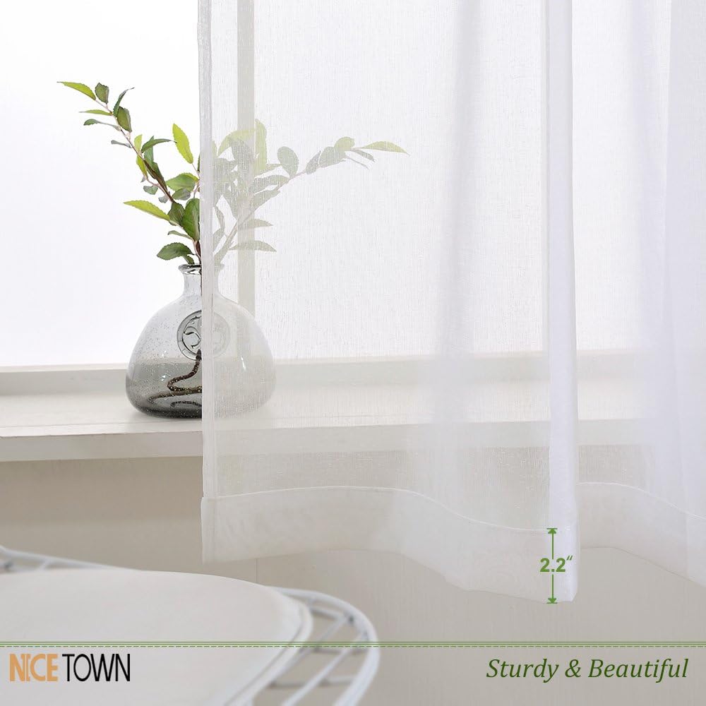 NICETOWN Sheer Curtain Panels for Dining Room 2 Panels White 55x72 Inches