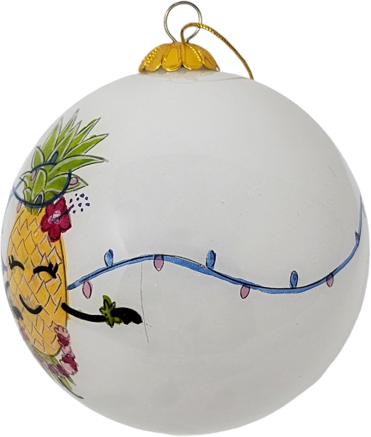 Happy Aloha Pineapple Hula Cheer Christmas Ornament