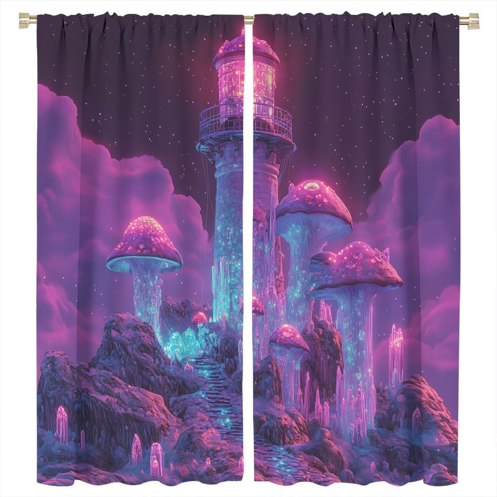 Fantasy Crystal Mushroom Curtain 2 Panels 21x45 Inch