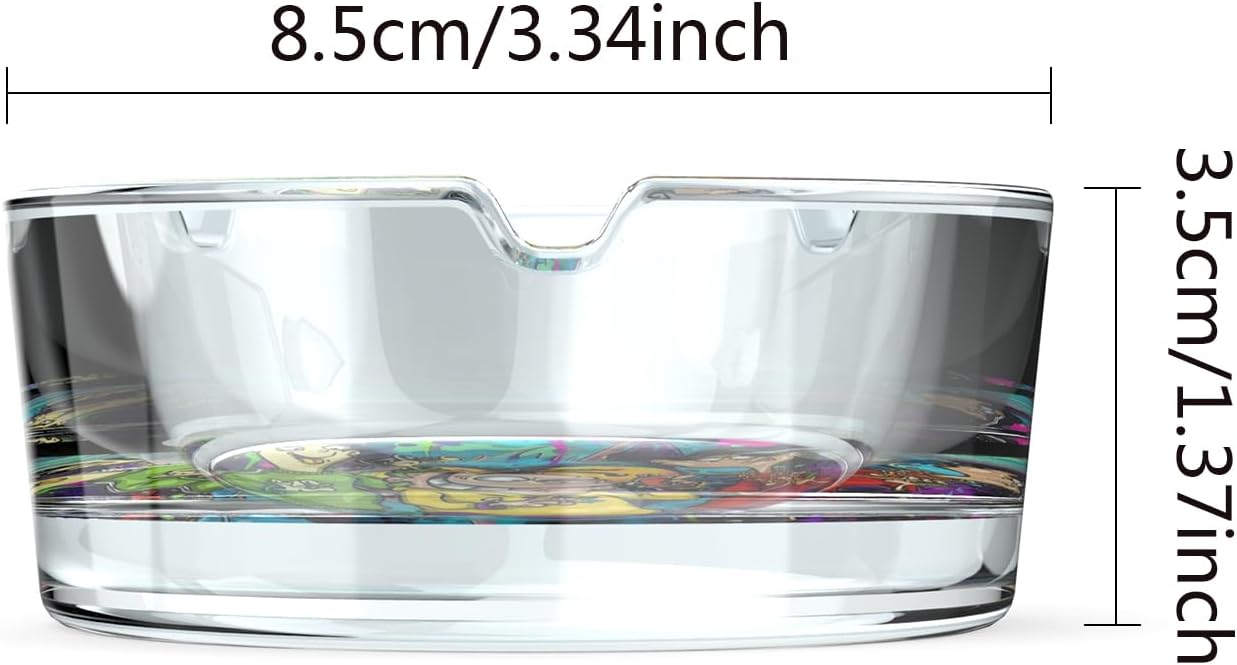 Cute Glass Ashtray with Cartoon Design Yellow