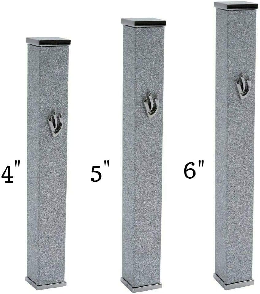 Sparkling Silver Aluminum Mezuzah Case with Scroll 3D Shin Door Cover