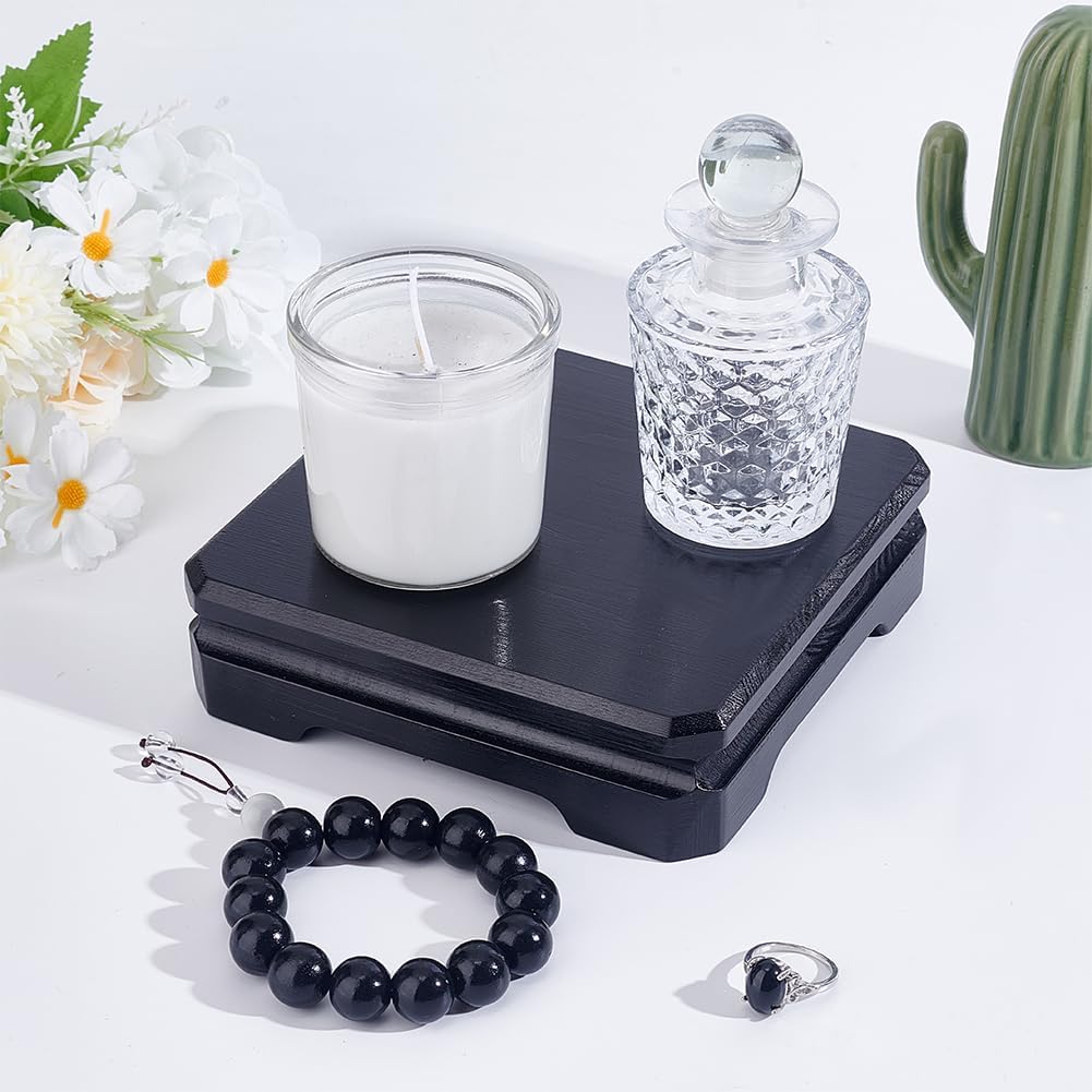 AHANDMAKER Square Wood Display Base Black Pedestal