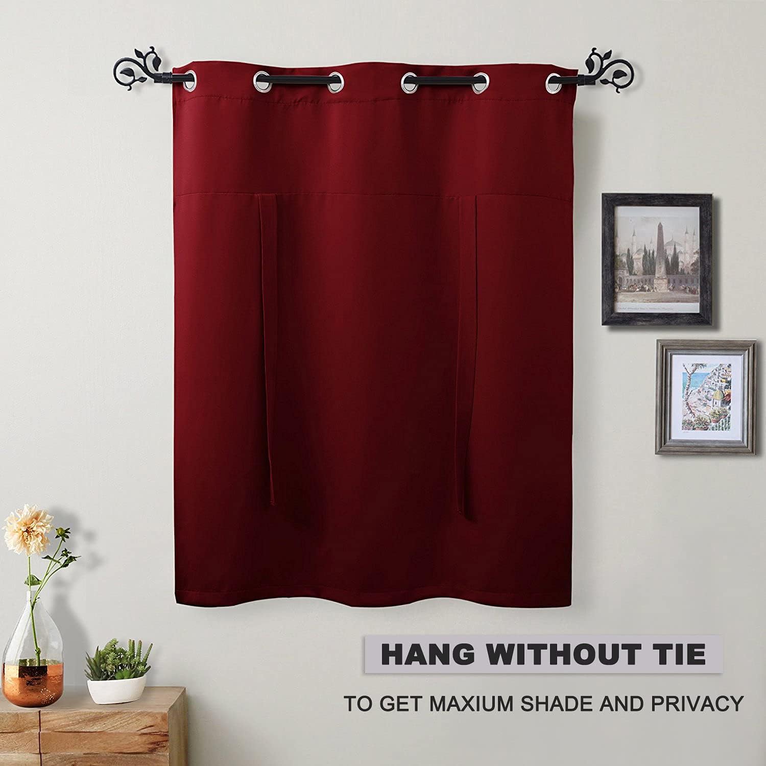Pony Dance Red Thermal Kitchen Curtains