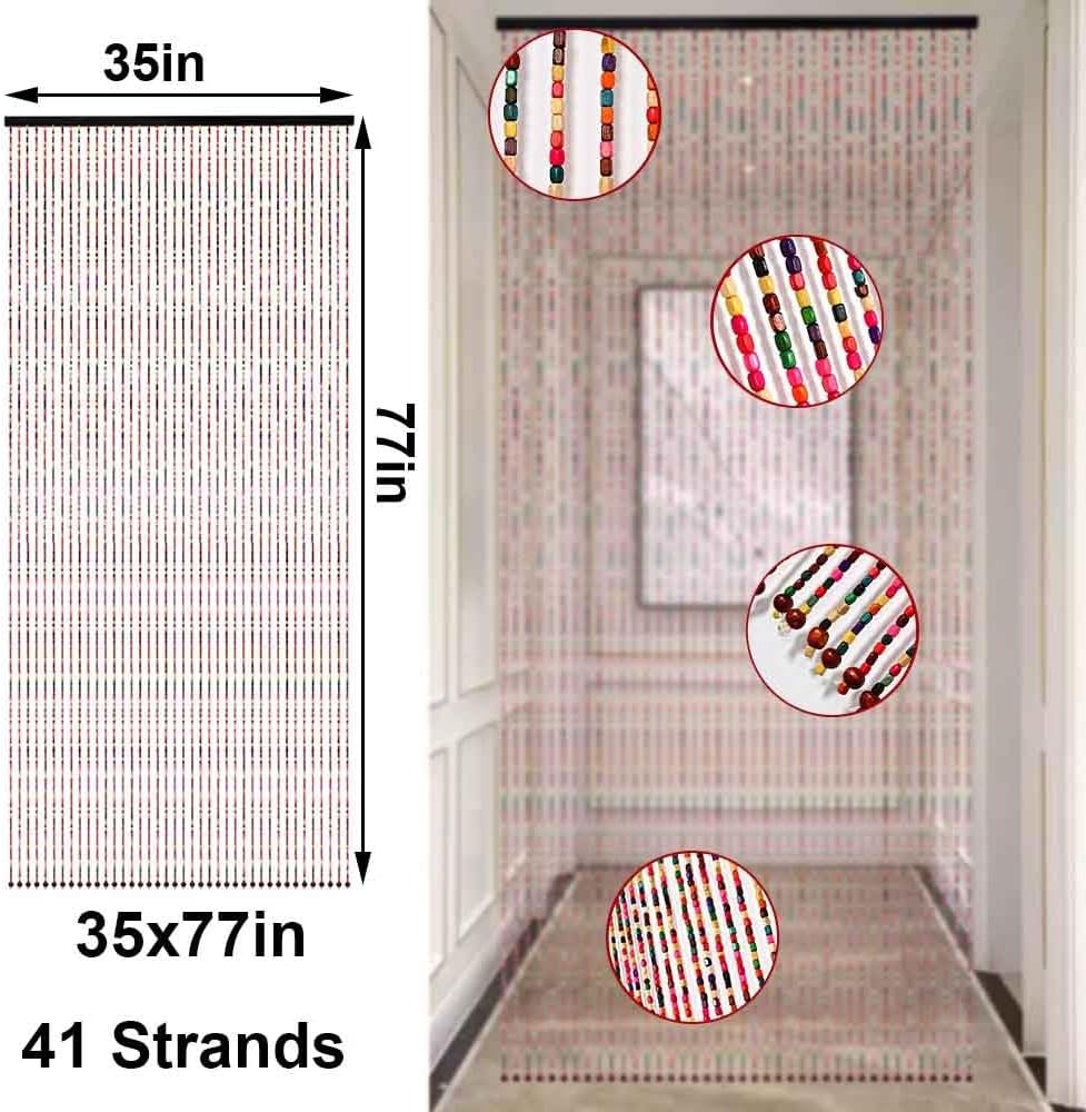 41 Strands Beaded Curtain with Bamboo Beads