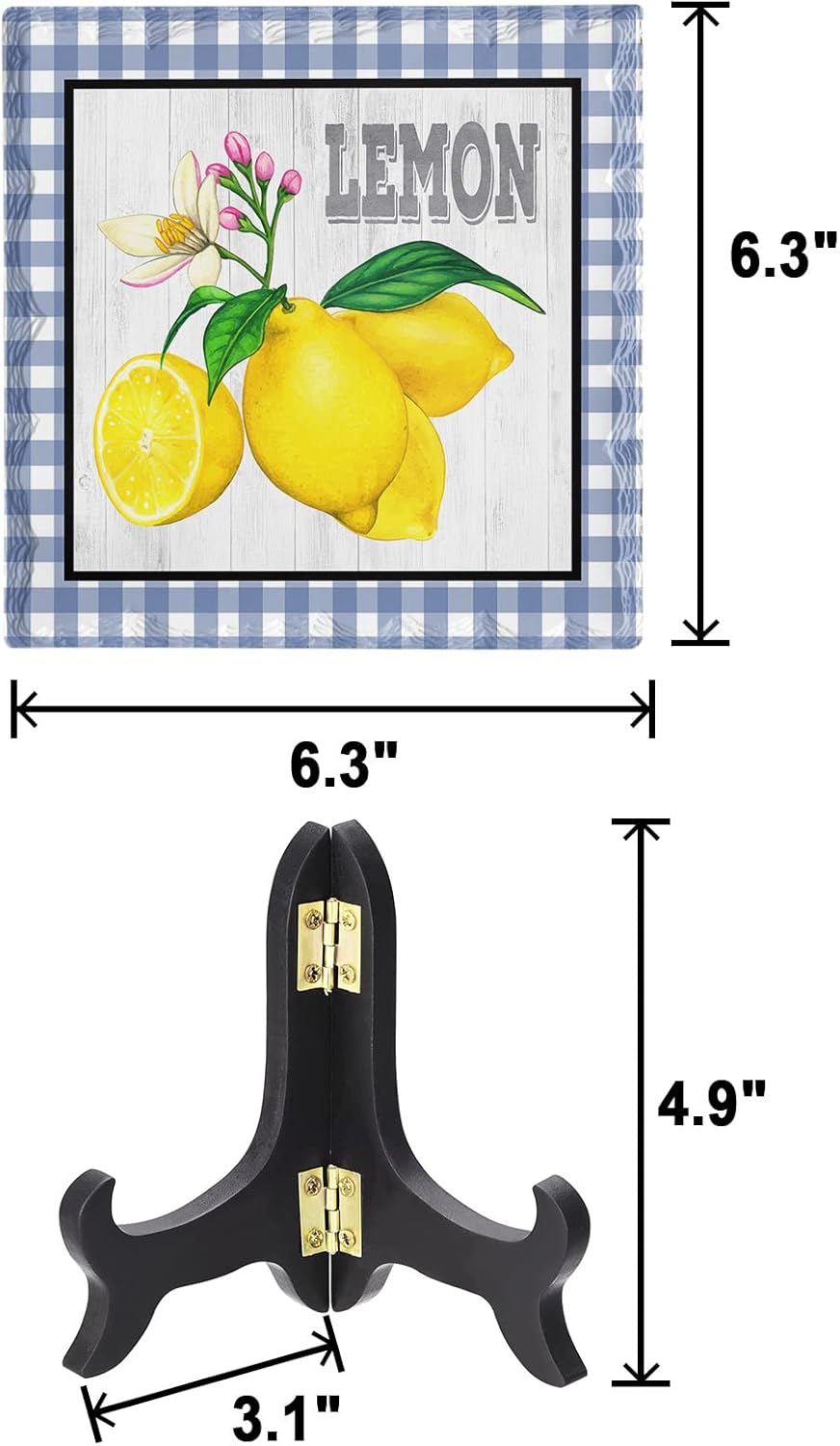 ZOE GARDEN Farm Summer Yellow Lemon Buffalo Wood Grain Desk Ceramic Ornament 63x63