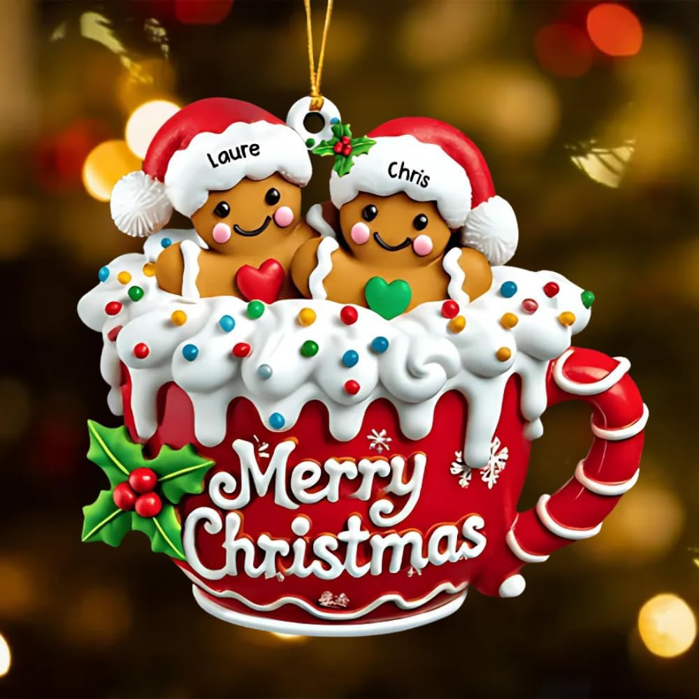 LASFOUR Personalized Gingerbread Family Ornament
