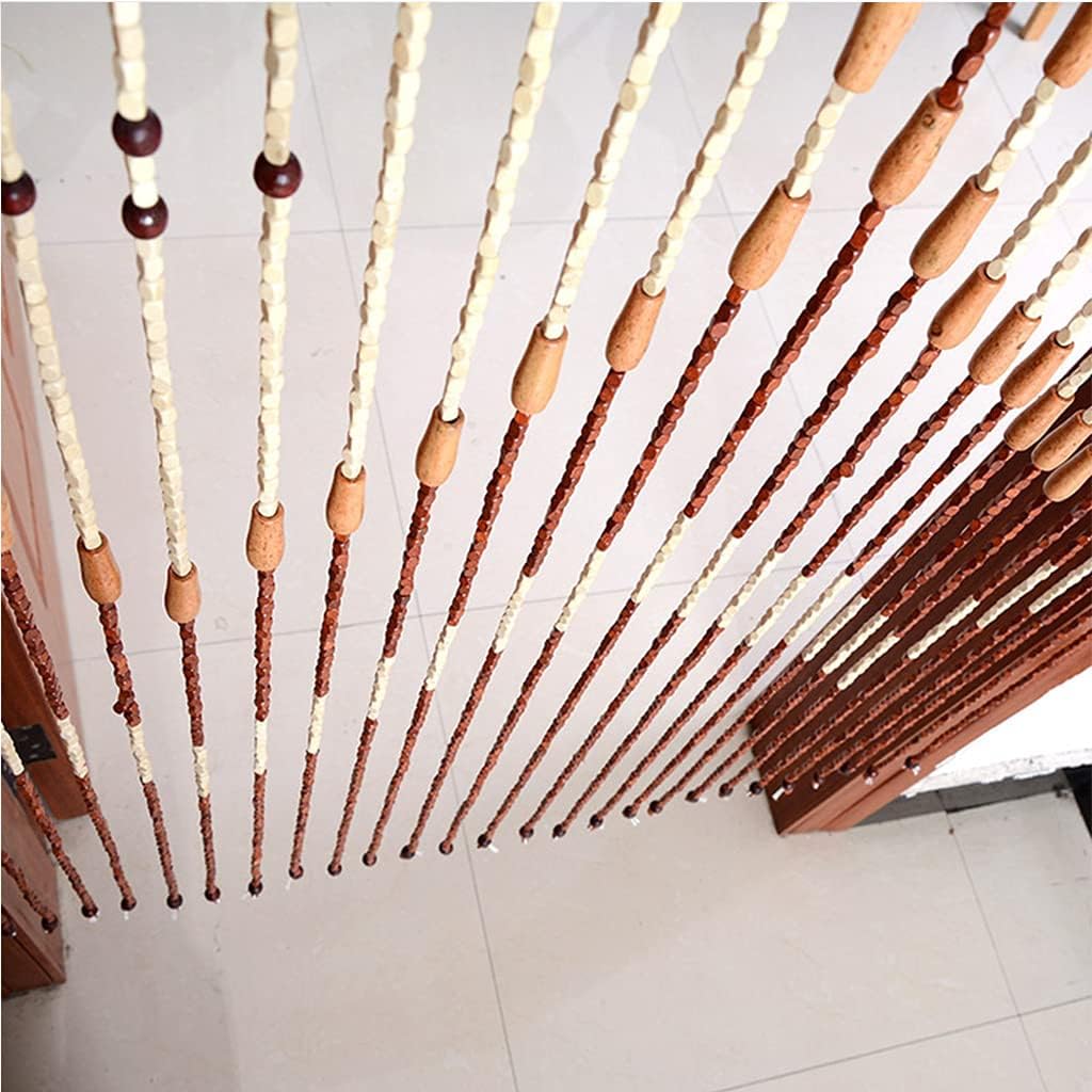 Natural Beaded Curtains for Doorways 27 Strands Wooden Room Dividers