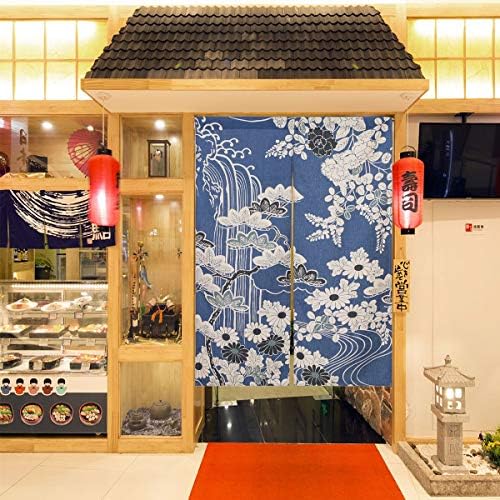 Cotton Linen Japanese Noren Curtain 335x472 Inch Chrysanthemum