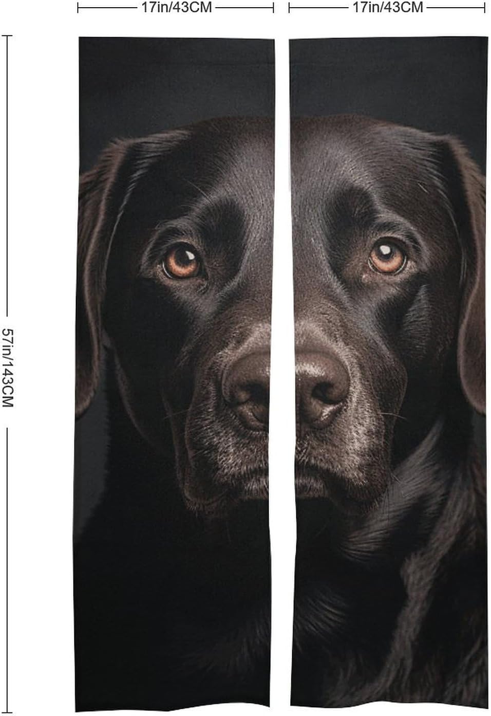 Black Lab Door Curtain Panel 17x57 Inch Split Door Privacy Divider